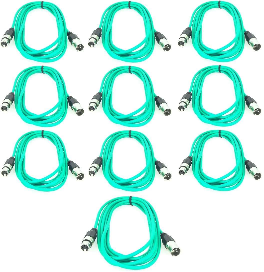 Paccs 10 Stück 5 m Mikrofonkabel Grün XLR Stecker male auf XLR Buchse female - Symmetrisch Audio Kab
