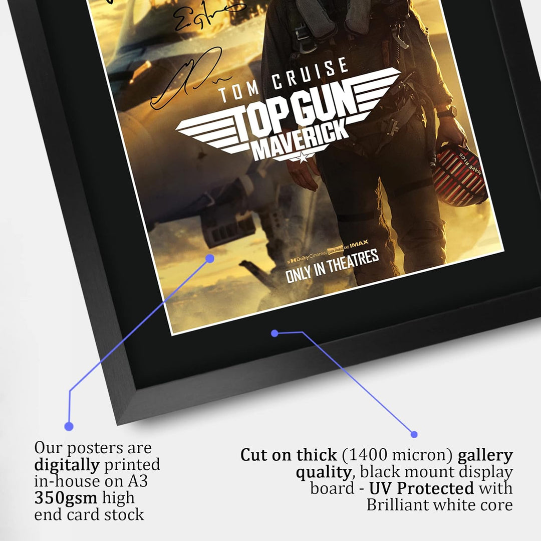 HWC Trading FR A3 Top Gun 2 Maverick Tom Cruise Geschenke Geduckter Poster Signiertes Autogramm Foto