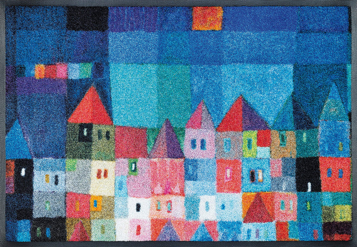 wash+dry Fussmatte, Colourful Houses 50x75 cm, innen und aussen, waschbar 50.0x75.0x0.7 cm, 50.0x75.
