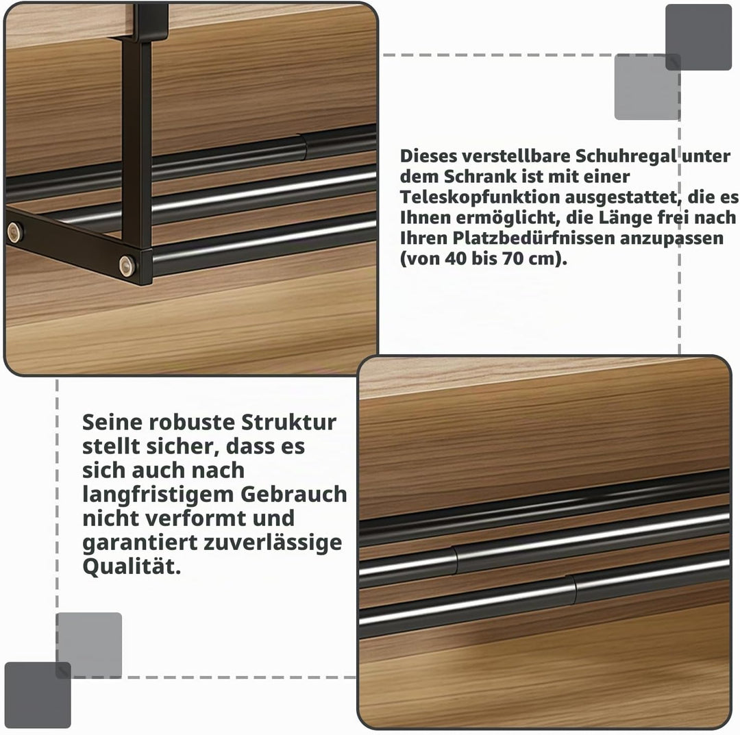 2 Stück Verstellbares Regal Unter Dem Schrank Schuhstapler: Erweiterbarer 40-70cm Ausziehbarer Schuh