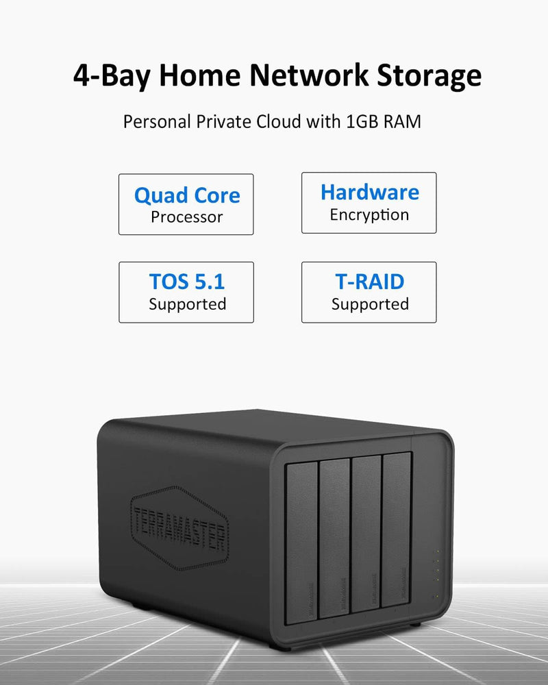 TERRAMASTER F4-212 4-Bay NAS - Quad Core CPU, DDR4 RAM, Netzwerkgebundener Speicher Persönliche Clou