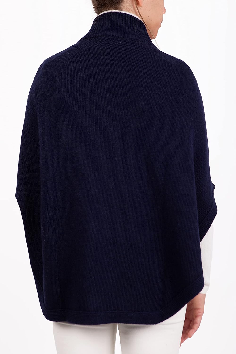 Poncho mit Reissverschluss, Kaschmir-Mischung, doppeltes Garn, für Damen, hergestellt in Italien, Me