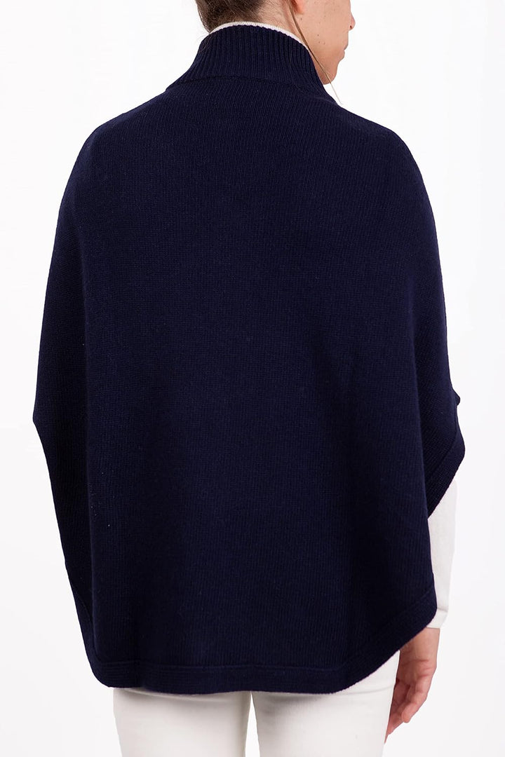 Poncho mit Reissverschluss, Kaschmir-Mischung, doppeltes Garn, für Damen, hergestellt in Italien, Me