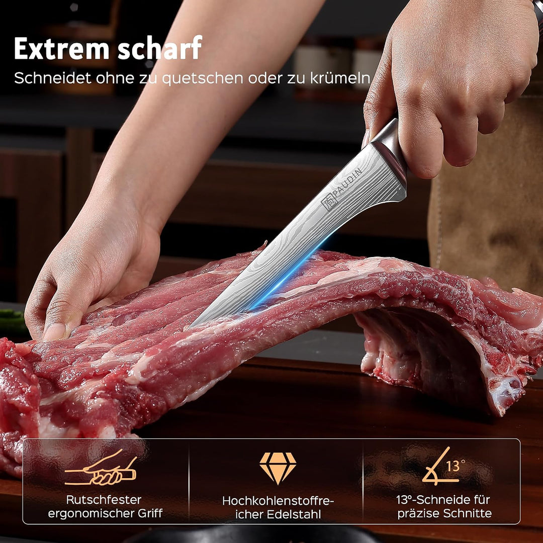 PAUDIN 15cm Filetiermesser Küchenmesser aus hochwertigem Edelstahl, Professional Kochmesser mit Scha