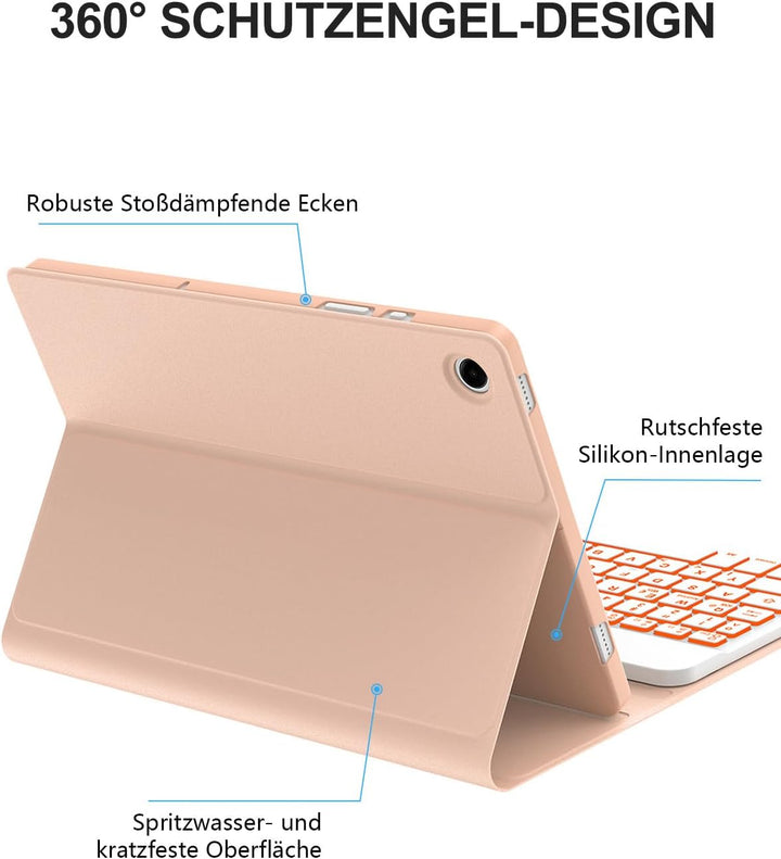 JADEMALL Für Samsung Tablet A9+ Tastatur mit RGB-Beleuchtung – Galaxy Tab A9 Plus Hülle QWERTZ Deuts
