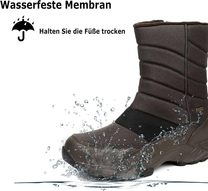 Winterstiefel Herren Wasserdicht Winterschuhe Warm Gefüttert Schneestiefel Leicht Wanderschuhe Trekk