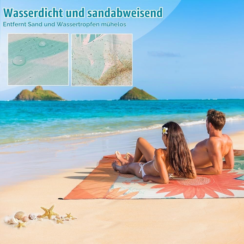 Stranddecke Sandfrei, Sandfeste Stranddecke Wasserdicht, Leicht Und Dünn, Tragbare Strandmatte Faltb