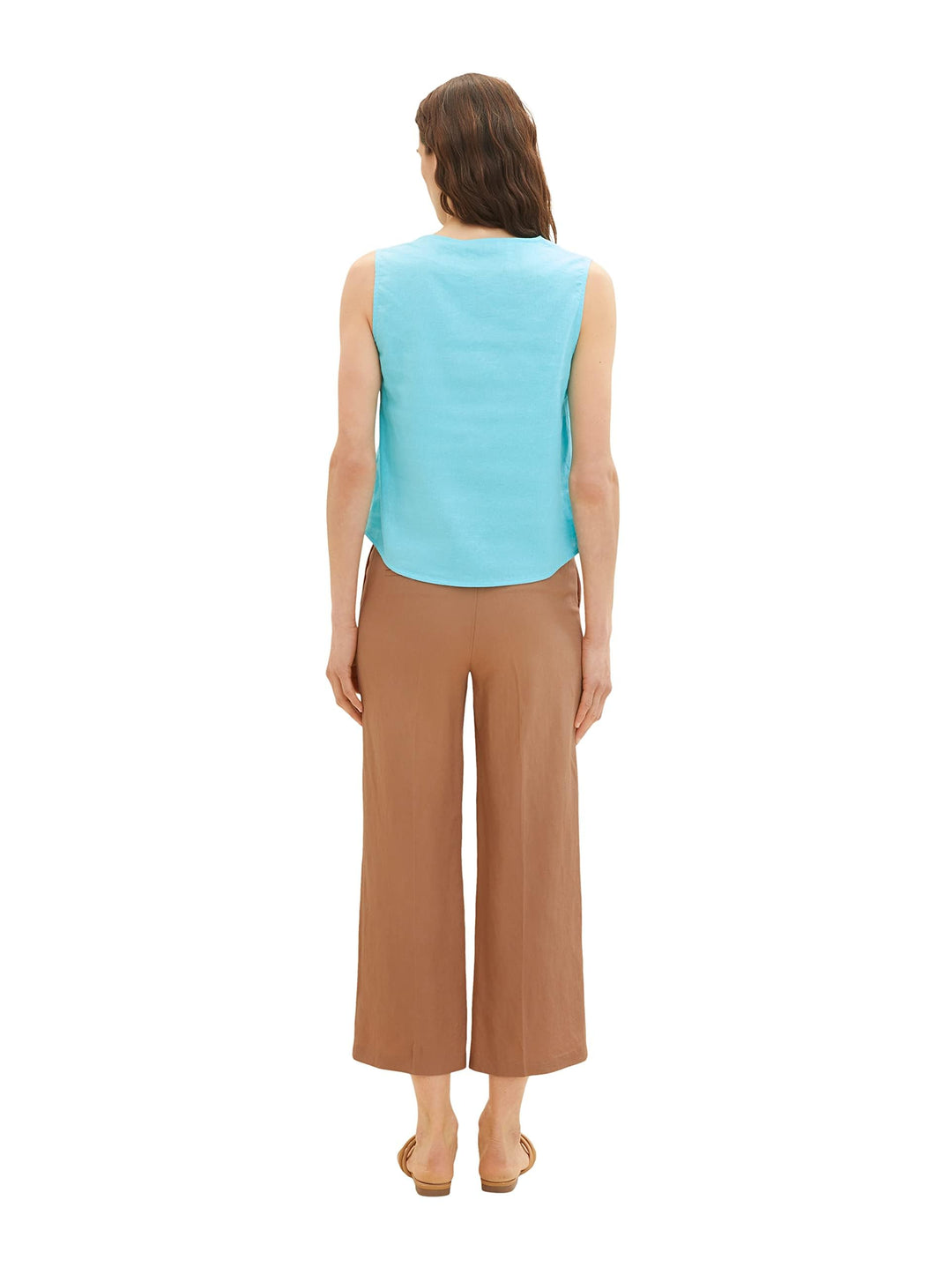 TOM TAILOR Damen Leinen Blusen Top 32 26007 - Teal Radiance, 32 26007 - Teal Radiance