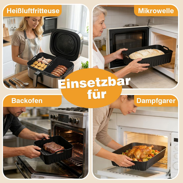 Heissluftfritteuse Silikonform Zubehör für COSORI Dual Blaze TwinFry 10L, 3 Stück Airfryer Silikonfo