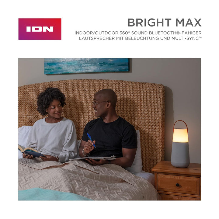 ION Audio Bright Max – Tragbarer, wasserfester 360° Bluetooth-Lautsprecher mit Beleuchtung, atmosphä