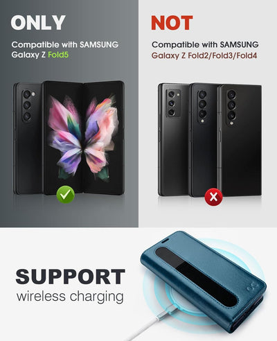 Aktualisierte Version OCASE Hülle Samsung Galaxy Z Fold 5 5G Handyhülle [mit S Pen Halter] [Vorderse