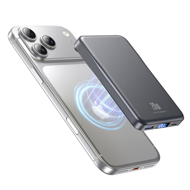Powerbank für MagSafe, 10000mAh Magnetische Power Bank ohne Kabel, 20W PD Schnellladegerät, Kabellos