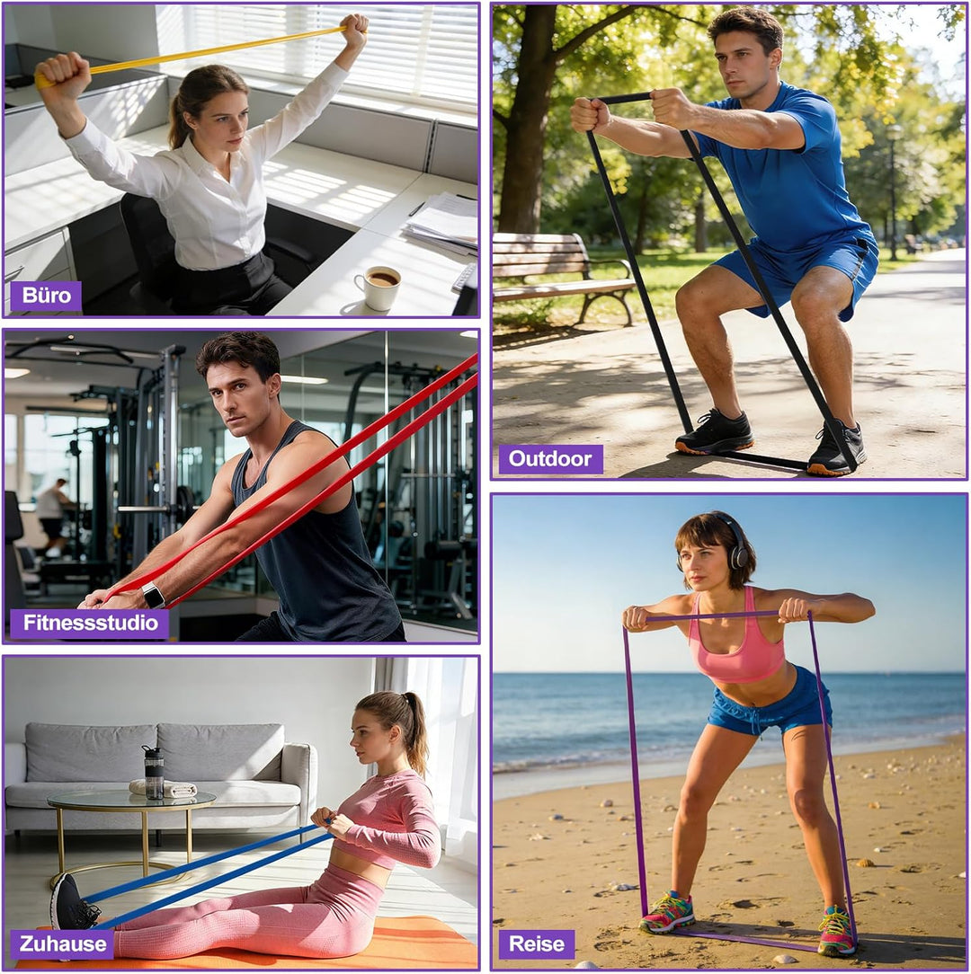 Fokky Fitnessbänder Widerstandsbänder Set mit 5 Stufen für Männer und Frauen, Resistance Bands mit T