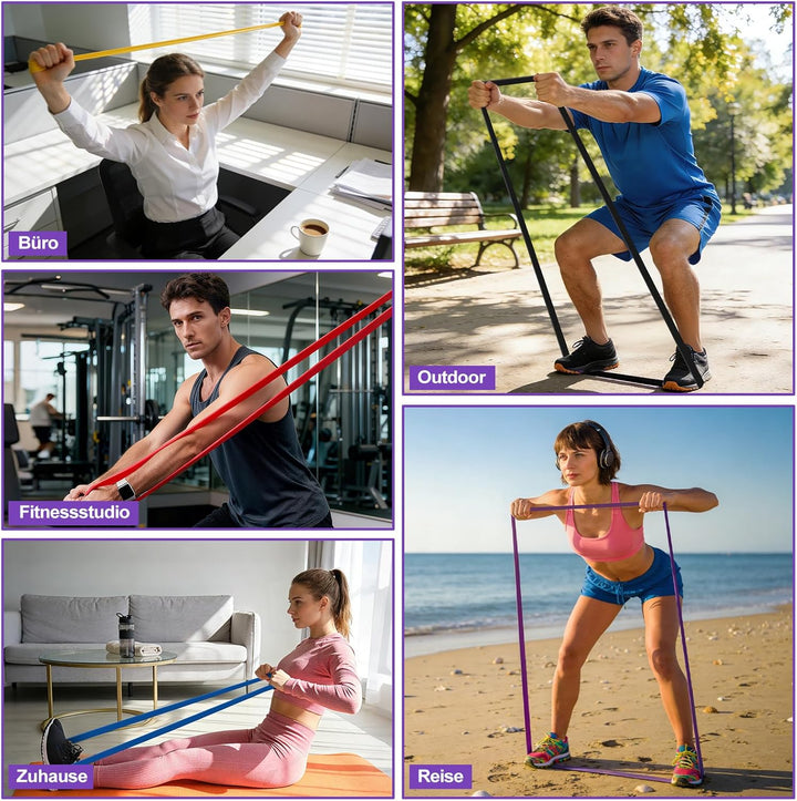 Fokky Fitnessbänder Widerstandsbänder Set mit 5 Stufen für Männer und Frauen, Resistance Bands mit T