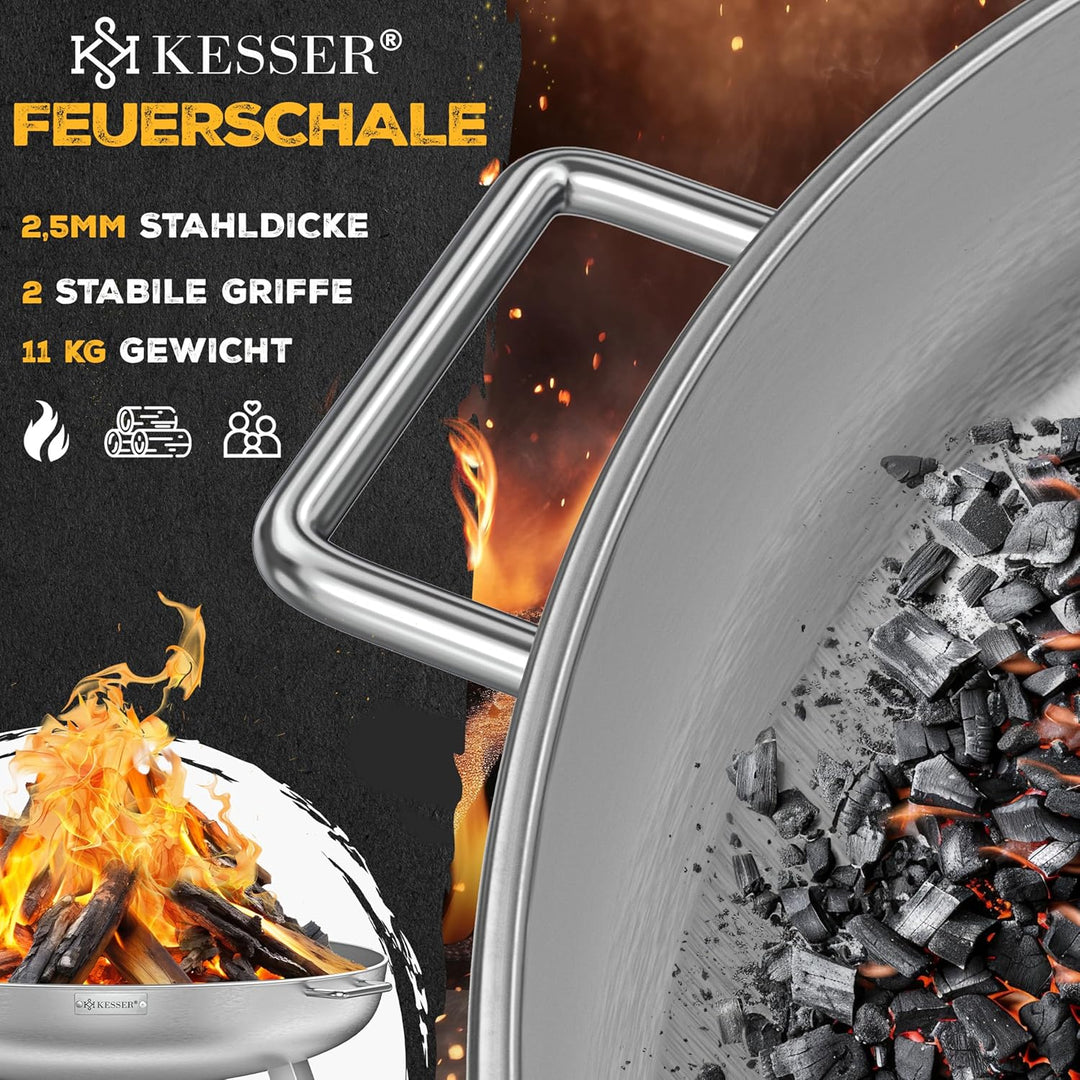 KESSER® Feuerschale 2,5mm Stahldicke | Feuerkorb Ø80cm legierter Stahl | Feuertonne +42cm Feuerhaken