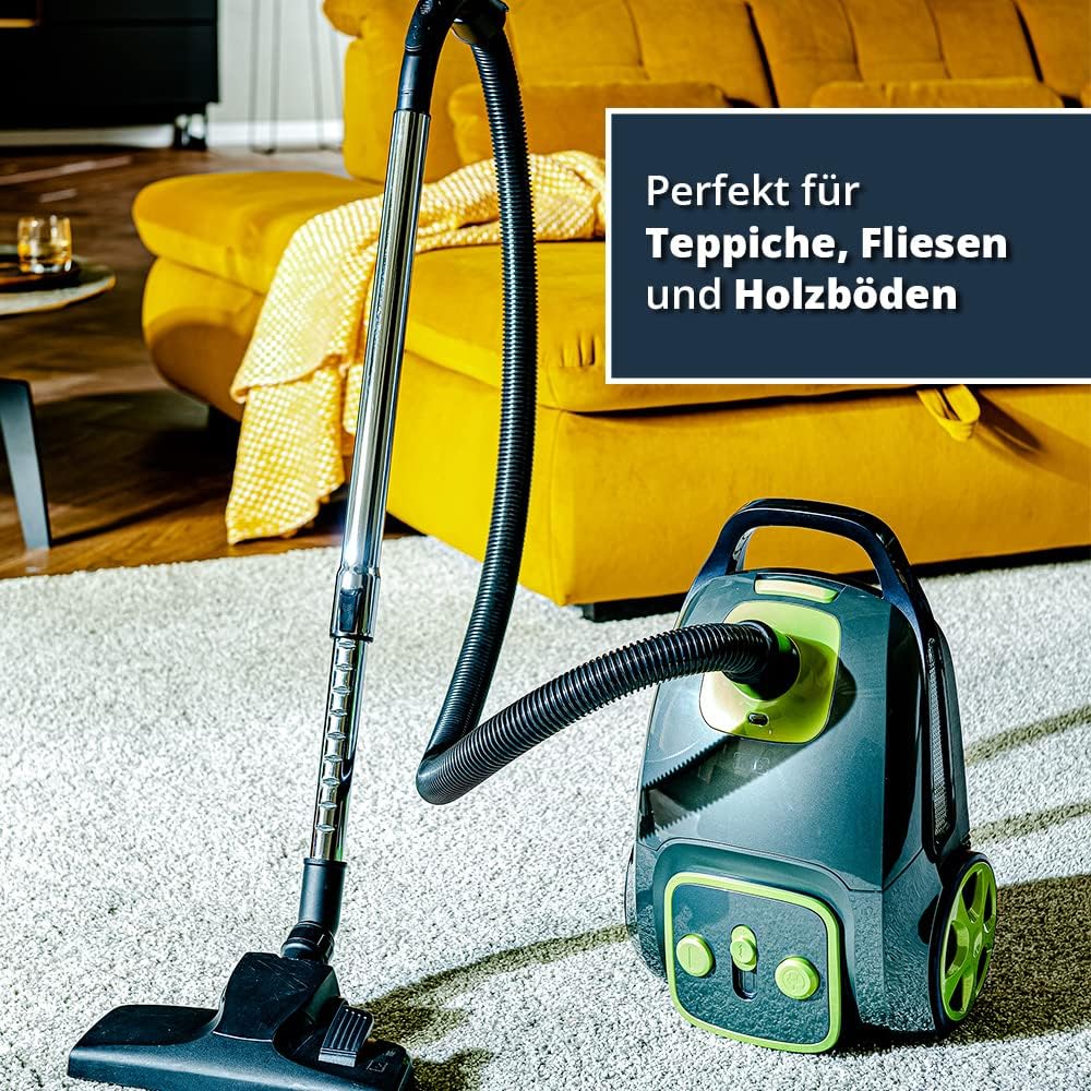 KHG BS-706MT Staubsauger mit Beutel in Grün/Grau mit 700W, 16060 Pa Saugkraft, HEPA-Filterschutz, Ko