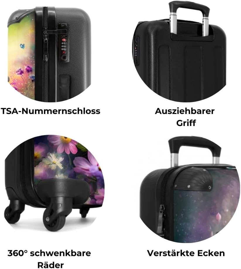NoBoringSuitcases.com® Kinderkoffer Mädchen - Koffer Kinder - Hartschalenkoffer Einhorn - Koffer Ros