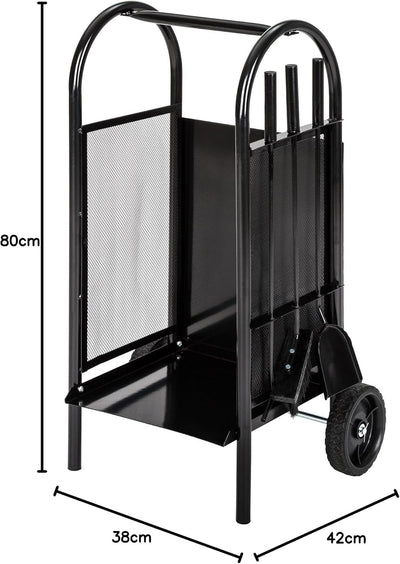 tectake Kaminholzwagen mit Schaufel, Schürhaken und