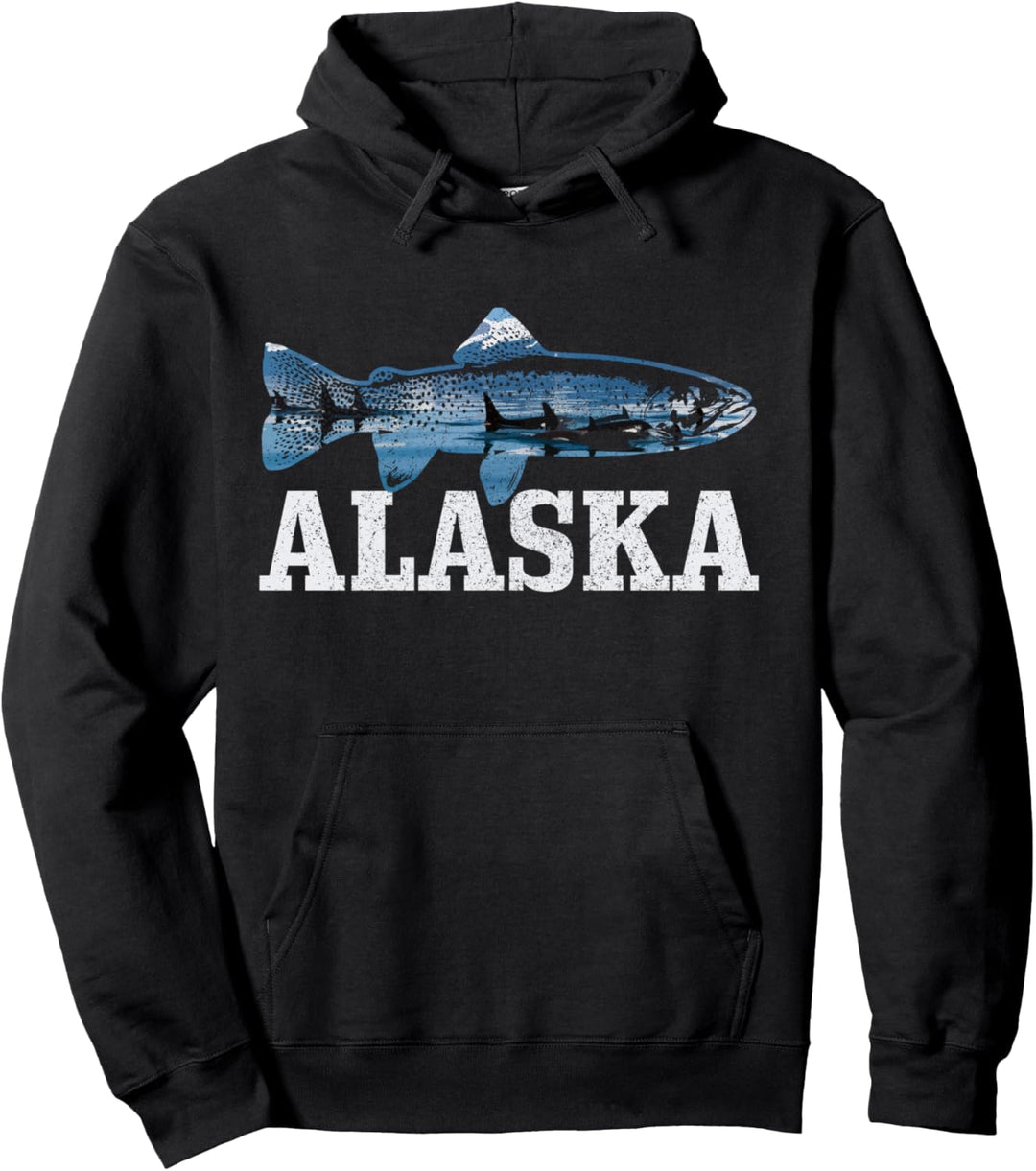 Alaska Angeln Forelle Lachs Orka Wal Fliegenfischen Souvenir Pullover Hoodie