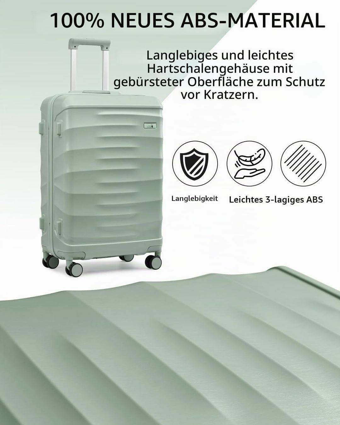 Sea choice Hartschalenkoffer Handgepäck 55x40x20cm Reisekoffer 100% ABS Trolley Kabine mit 1 Reiseta