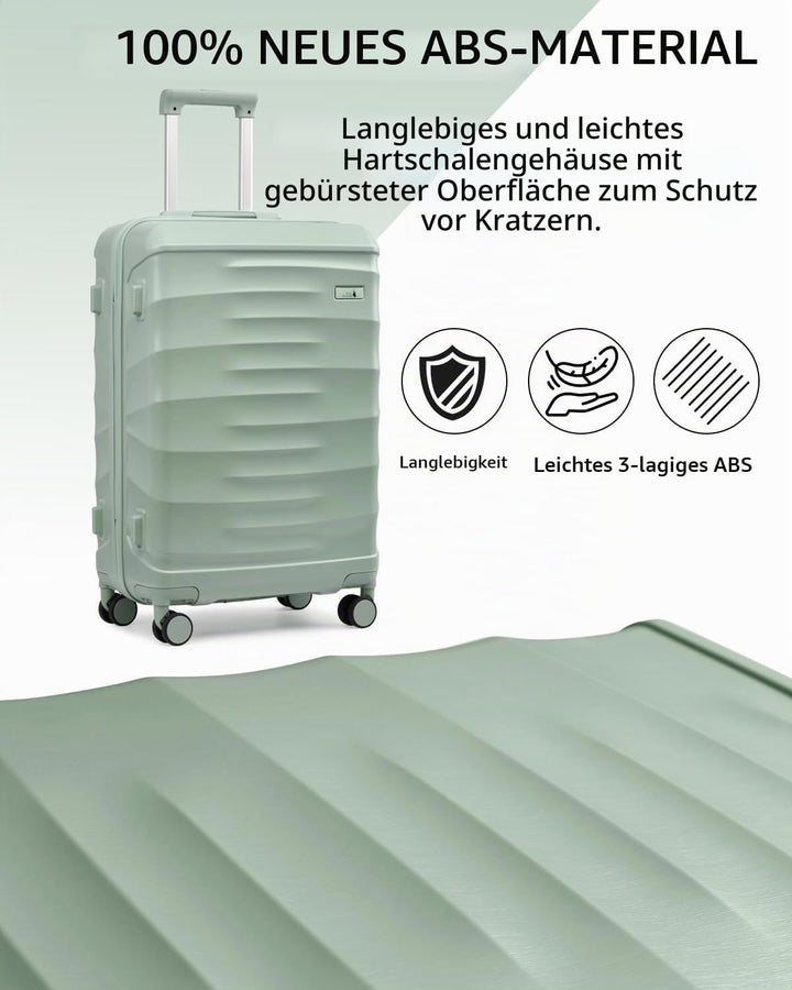 Sea choice Hartschalenkoffer Handgepäck 55x40x20cm Reisekoffer 100% ABS Trolley Kabine mit 1 Reiseta