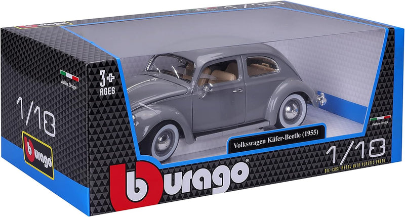 Bburago Volkswagen Käfer (1955): Modellauto im Massstab 1:18, Türen, Kofferraum und Motorhaube beweg