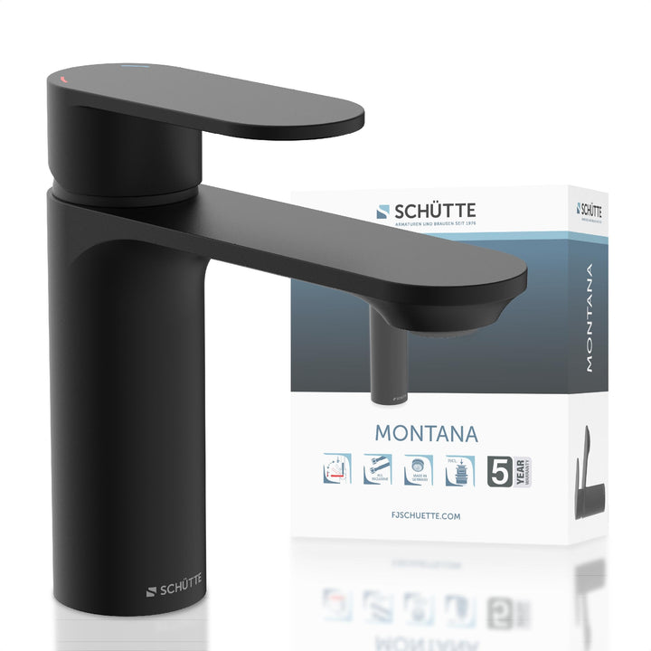 SCHÜTTE Waschtischarmatur MONTANA 32316, Wasserhahn Bad mit Ablaufgarnitur, Armatur Badezimmer, Einh