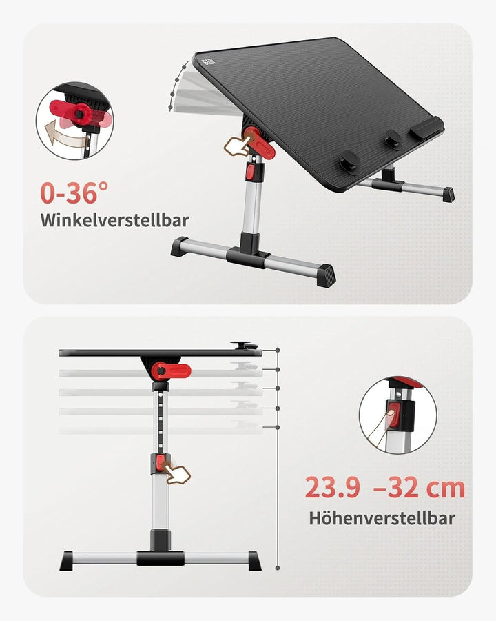 Tisch, SAIJI Betttisch höhenverstellbar, mit 4 einstellbare Winkel, Klappbarer Lapdesk, für Sofa Cou