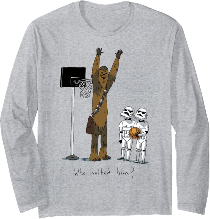 Star Wars Chewbacca Basketball Who Invited Him Langarmshirt