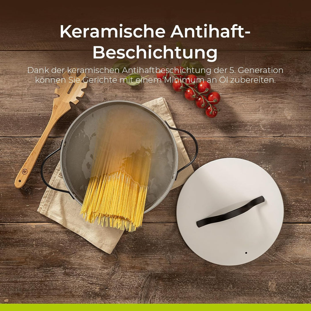 BE Living Essential Schmortopf mit Deckel – Ø 24 cm – Keramische Antihaftbeschichtung – Induktionsge