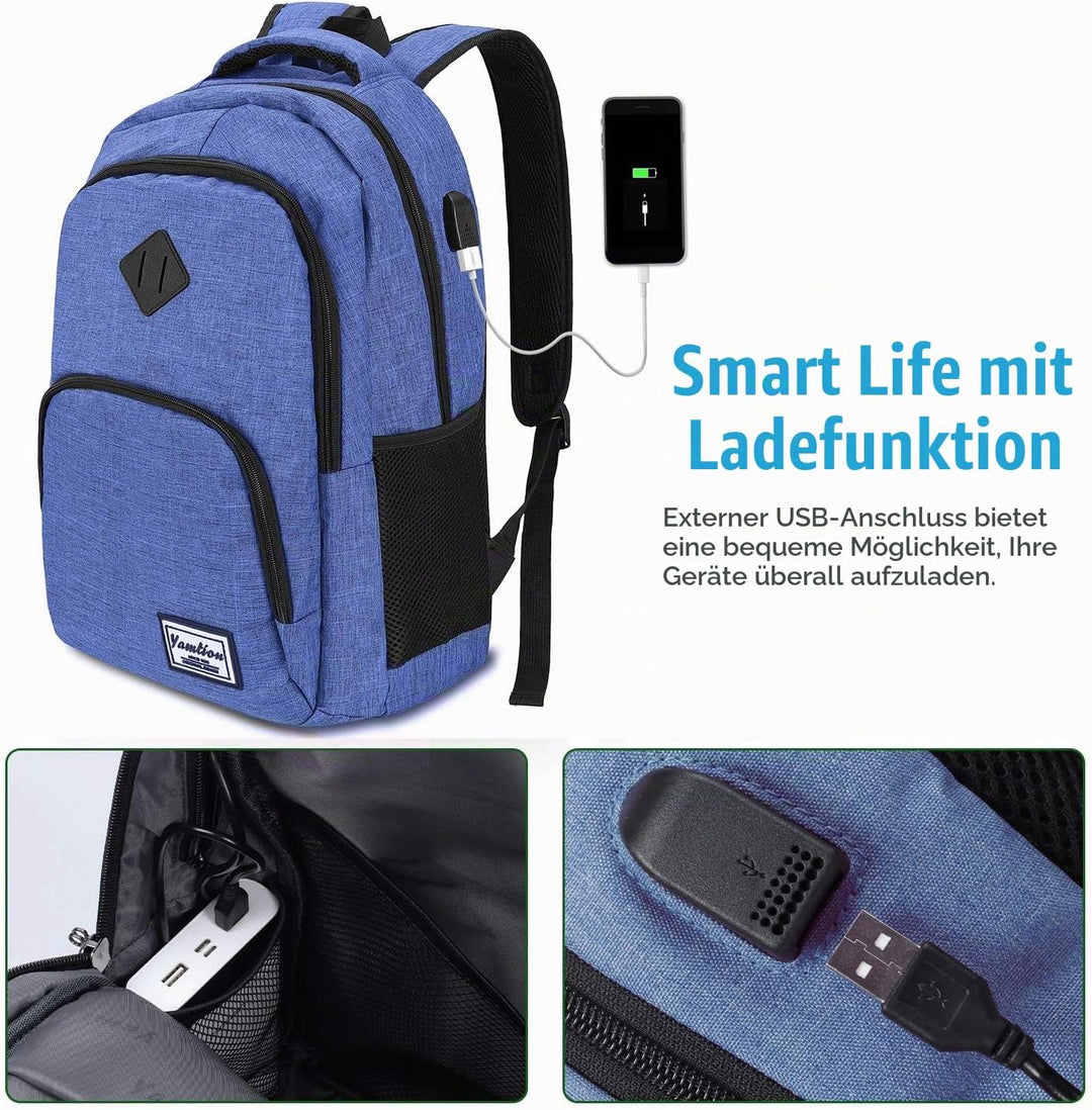YAMTION Rucksack Herren und Damen,Gross 17.3 Zoll Schultasche Schulranze Schulrucksack Jungen Teenag