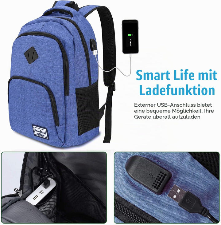 YAMTION Rucksack Herren und Damen,Gross 17.3 Zoll Schultasche Schulranze Schulrucksack Jungen Teenag