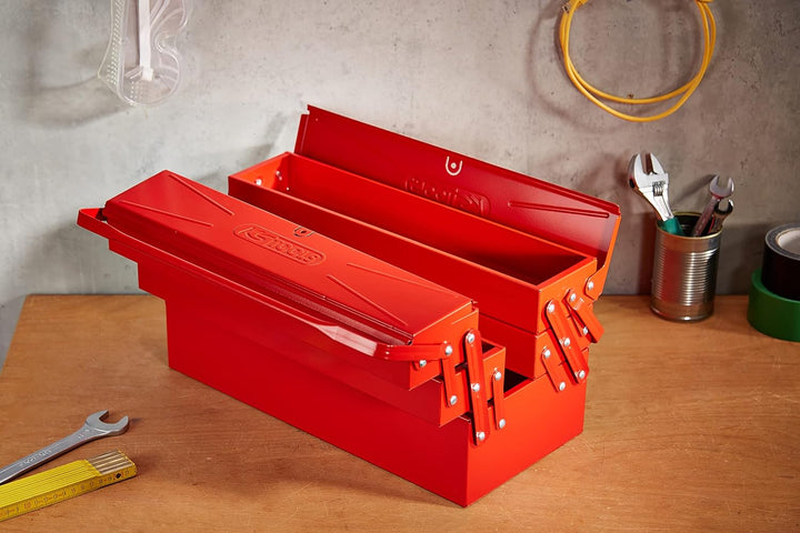 KS Tools 999.0125 - Werkzeugkasten aus Metall, 5 Fächer - 430 x 200 x 200 mm - Bau- und DIY-Werkzeug