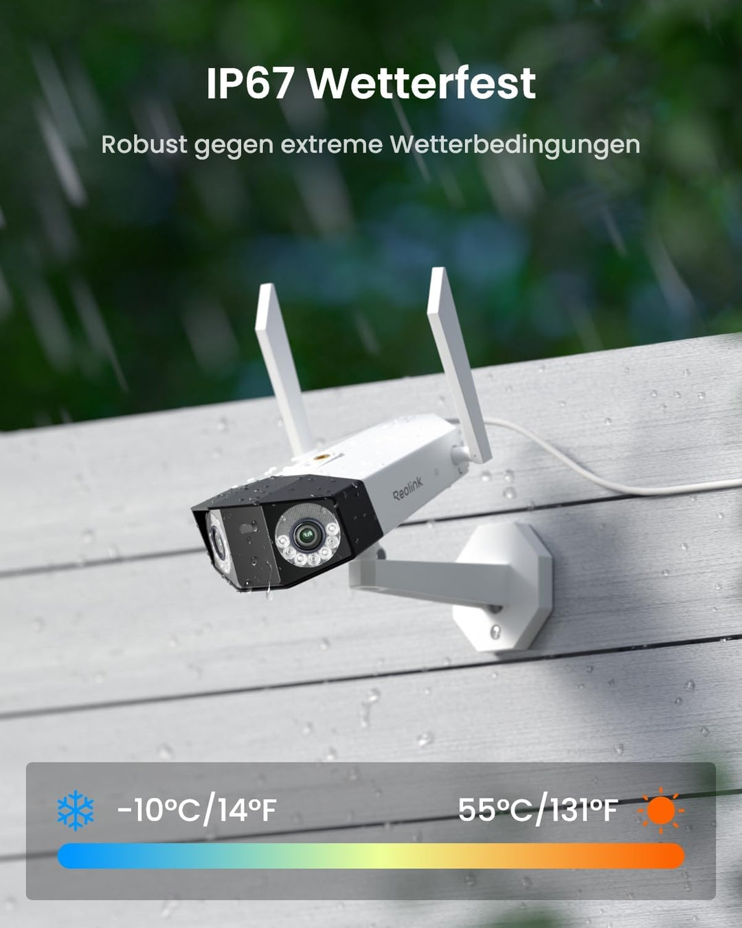Reolink Duo 3 WiFi, 16MP Wi-Fi 6 Überwachungskamera Aussen WLAN mit 180° Panoramablick, Bewegungsspu