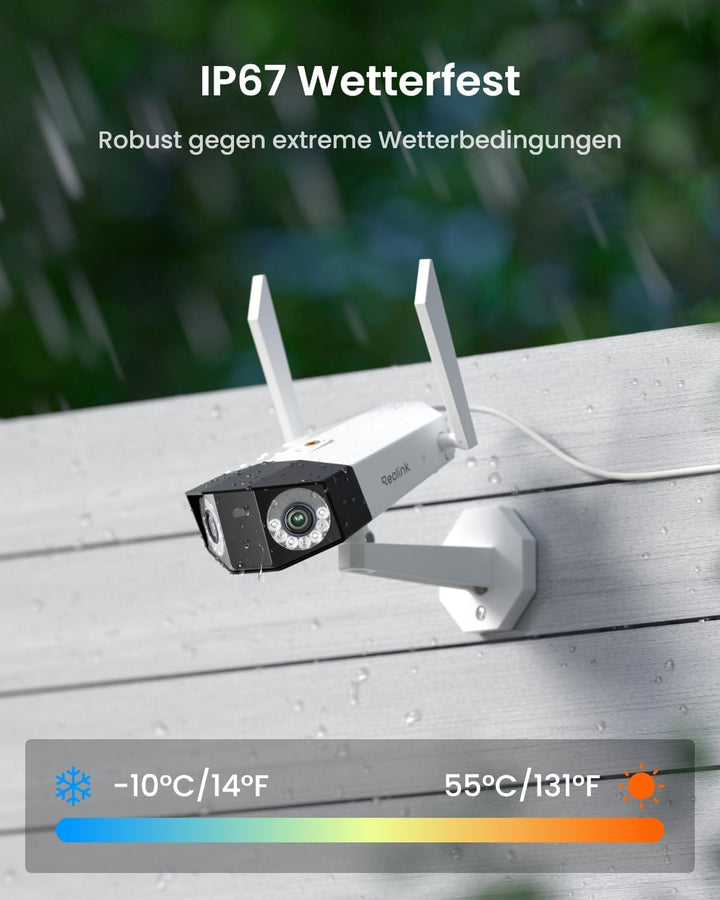 Reolink Duo 3 WiFi, 16MP Wi-Fi 6 Überwachungskamera Aussen WLAN mit 180° Panoramablick, Bewegungsspu