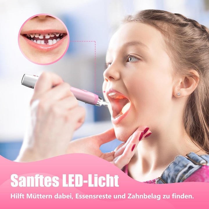Elektrische Zahnbürste Kinder ab 3-6-8-12 Jahre mit buntem Regenbogen-LED-Licht Integrierter Timer 9