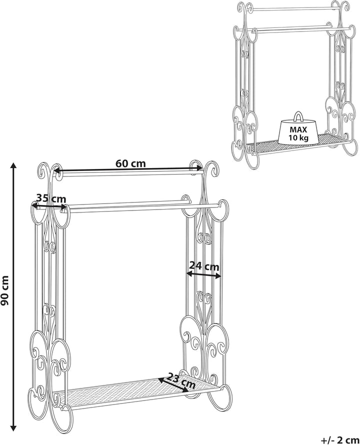 Retro Handtuchhalter Metall weiss Antik Optik für 3 Handtücher 60 x 90 cm Gladis