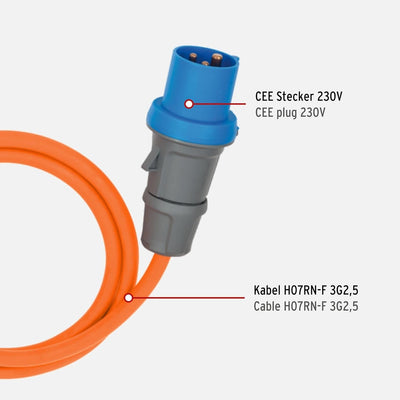 Brennenstuhl Camping CEE-Verlängerungskabel mit CEE-Stecker und Winkelkupplung inkl. Schutzkontakt-K