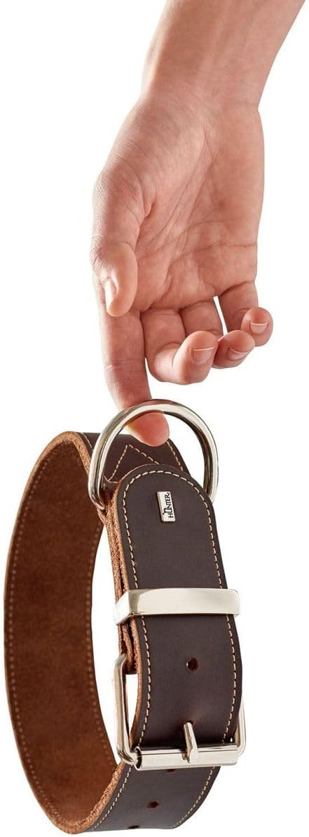 HUNTER AALBORG SPECIAL Hundehalsband, Leder, strapazierfähig, komfortabel, 60 (M-L), dunkelbraun dun