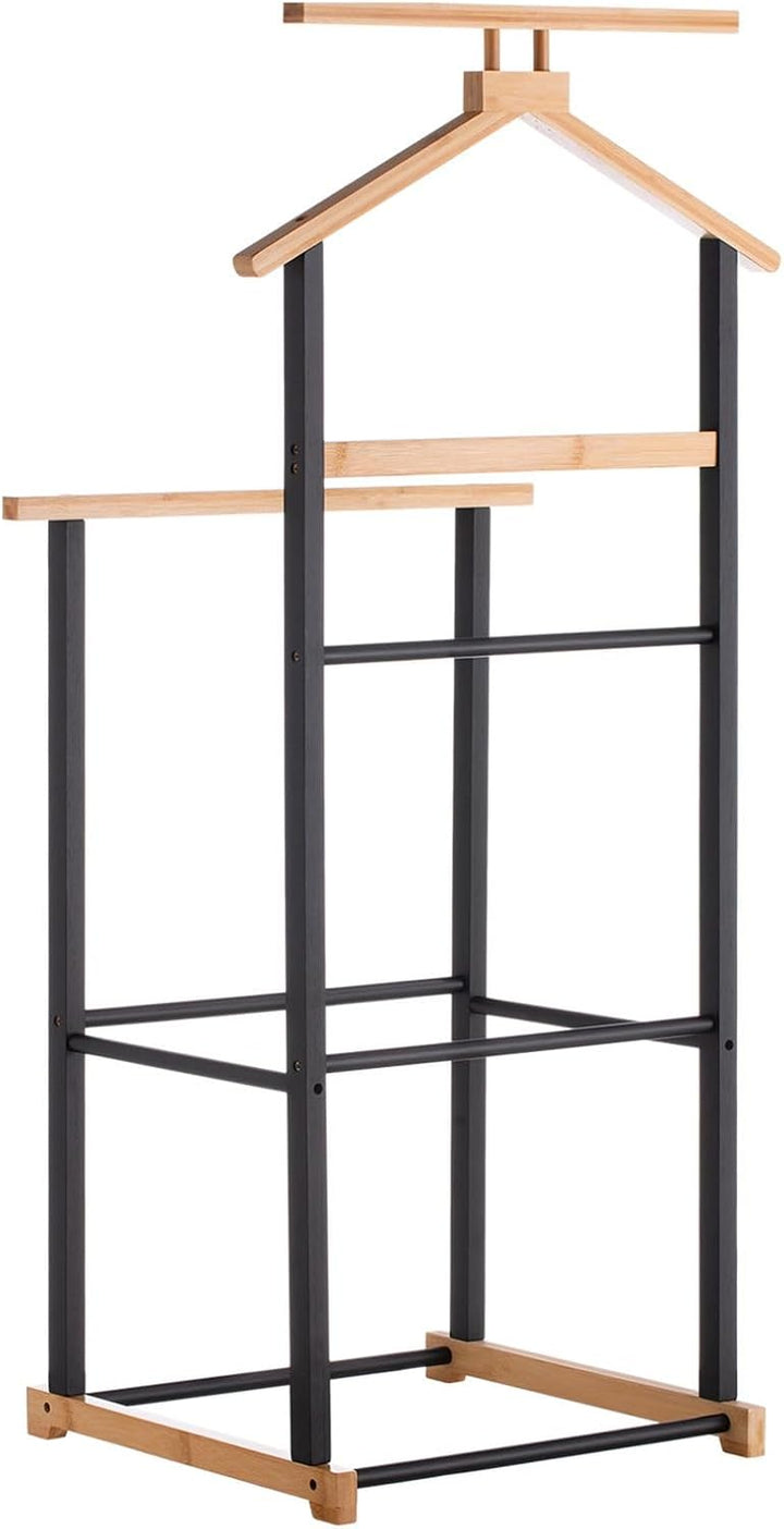 IDIMEX Herrendiener Kanna - Kleiderbügel, Hosenablage aus Bambus in schwarz/Natur, Schwarz/Natur