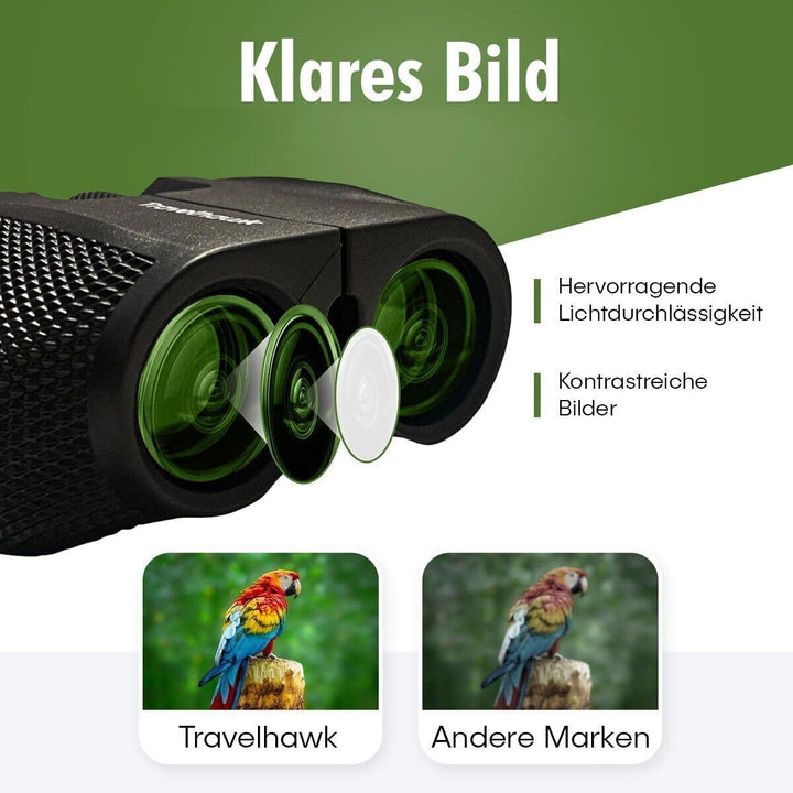 Fernglas 10x25 HD - Kompakte Fernglas für Brillenträger, Erwachsene und Kinder, Feldstecher BAK4 Pri