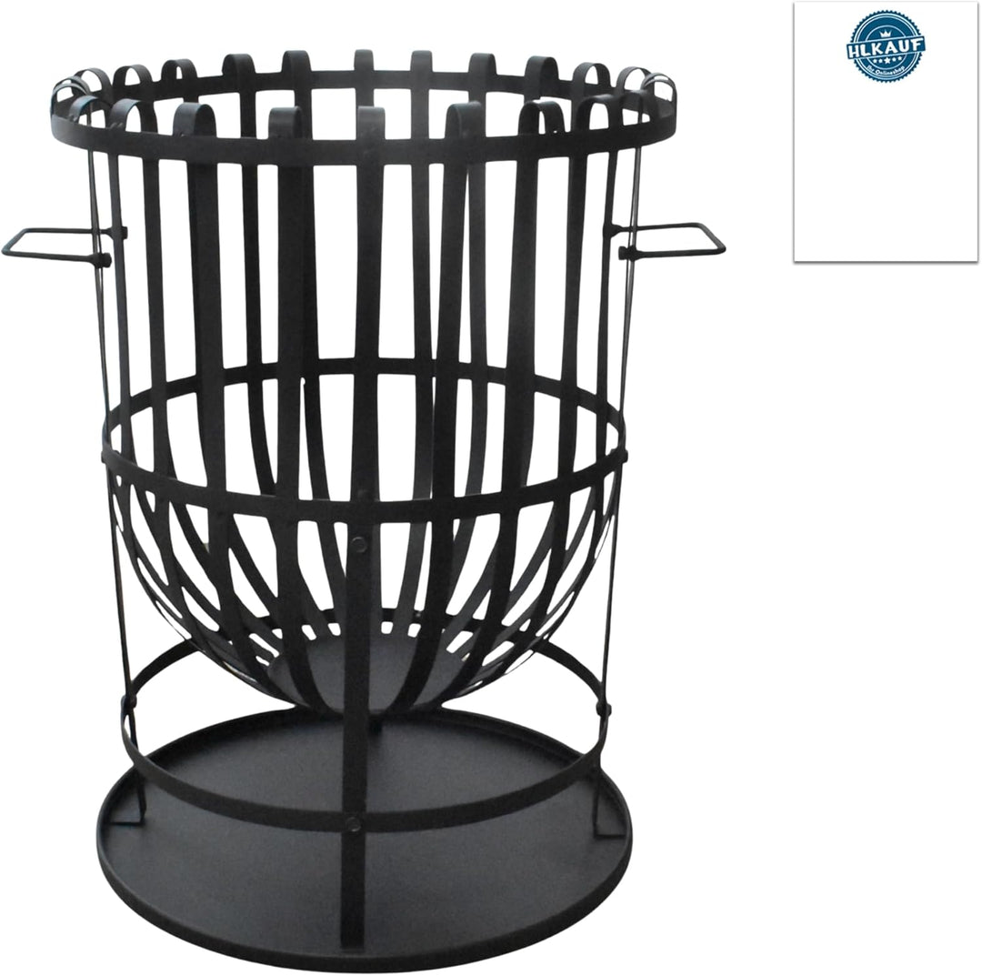 Robuster Feuerkorb Feuerstelle Eisen 55x40 cm Feuerschale mit Bodenplatte Ideal für Lagerfeuer, Gart