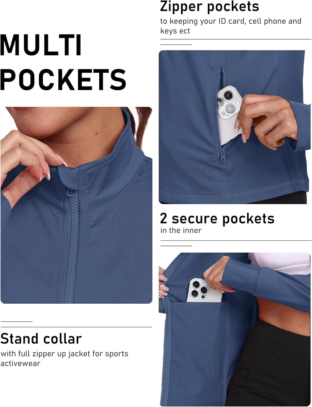 MoFiz Sportjacke Damen Leicht Trainingsjacke Mikrofleece Sweatjacke Wandershirt mit Reissverschluss