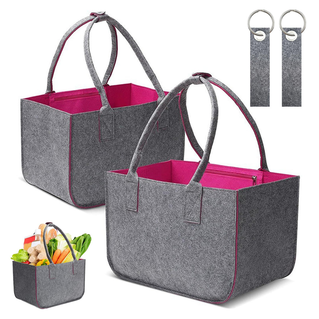 Filztasche 2 Stück Filztasche Shopper Gross 40 x 27 x 27 cm Einkaufstasche Filz mit Henkel für Einka