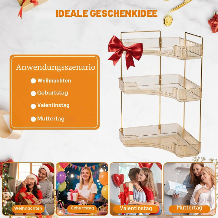 SHANNA Eckiger Make Up Kosmetik Organizer: Stapelbares Make-up-Regal mit grosser Kapazität, Badezimm