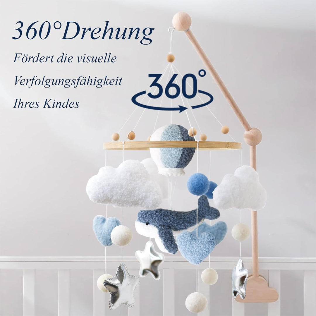Baby Mobile Baby Windspiele-3D Wal Heissluftballon, Mobile Babybett Bettglocke Anhänger Kinderzimmer