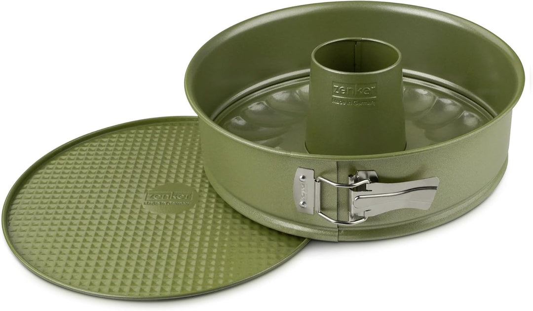 Zenker Springform Ø 26 cm mit Flachboden und Rohrboden – Hochwertige und stabile Backform in grün –