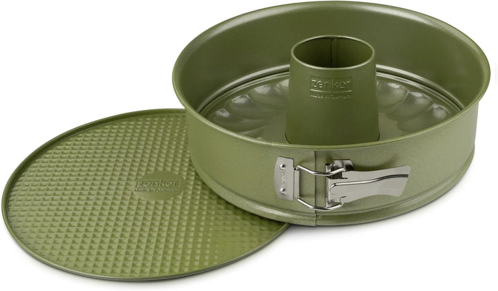 Zenker Springform Ø 26 cm mit Flachboden und Rohrboden – Hochwertige und stabile Backform in grün –