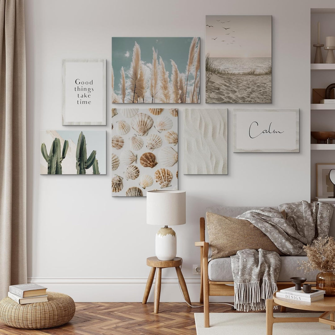 Muralo - Wandbilder Set - Leinwand Bilder Aufhängefertig in Boho Stil - das Leinwandbilder - Bilder
