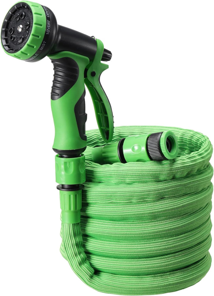 Navaris Flexibler Gartenschlauch 3,75-7,5m - mit 10 Funktionen Brause und Schnelladaptern - Wassersc